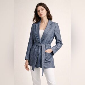 Timo Weiland x Banana Republic Linen Belted Blazer Jacket Size 10